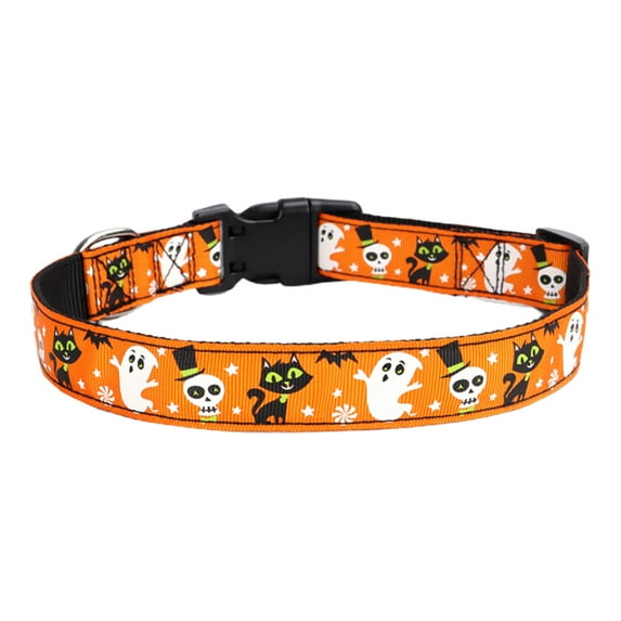 Pet Collar Exquisite Pattern - Wear Resistant, Quick Release, Adjustable, Bite-resistant, Decorative, Nylon, Halloween Ghost Spider Printed, Pet Neck Strap, Pet Supplies