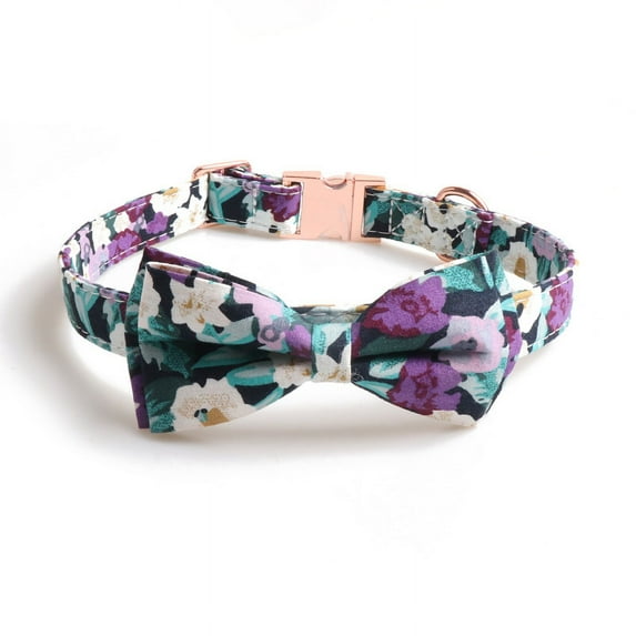 Pet Collar Flower Dog Collar Rose Gold Bow Collar Full Metal Buckle white purple