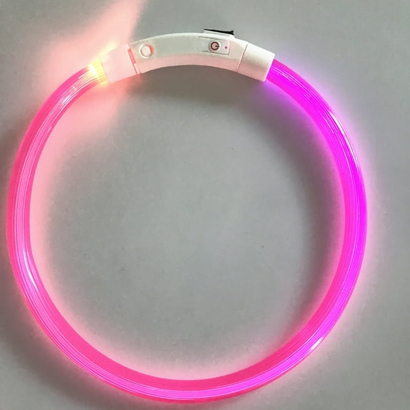 Pet Collar, Gaqring USB Rechargeable Flashing Glowing Dog Collar, Neon Light Up Collars for Night Walking Visible 500 Meters Safe Reflective, Pink
