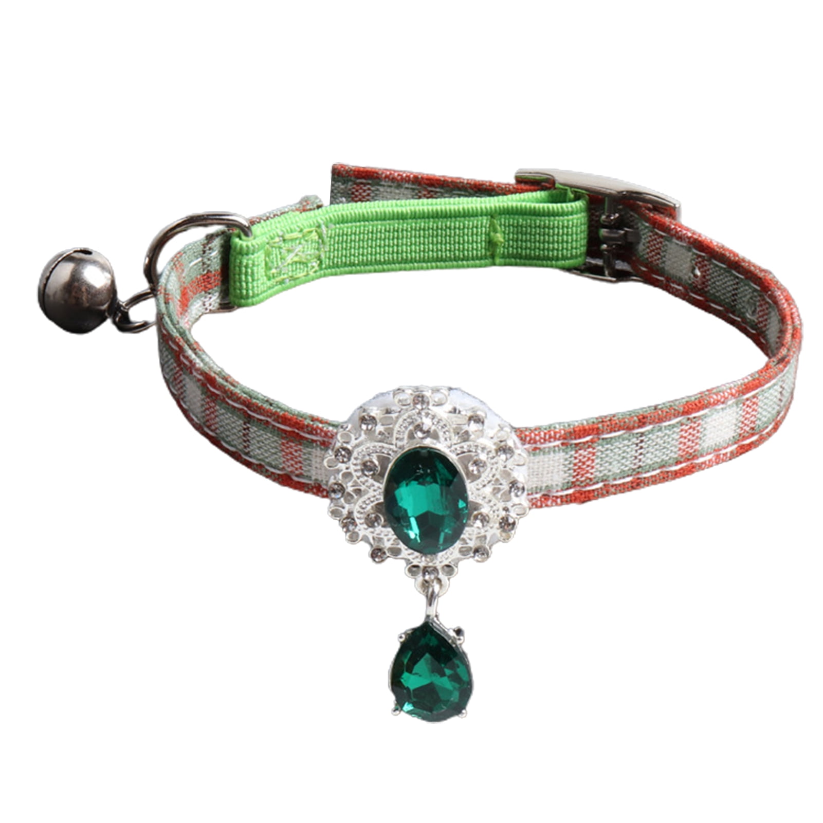 Pet Collar Grid Pattern with Adjustable Rhinestone Bell Pet Collar Grid Pattern with Adjustable Rhinestone Bell