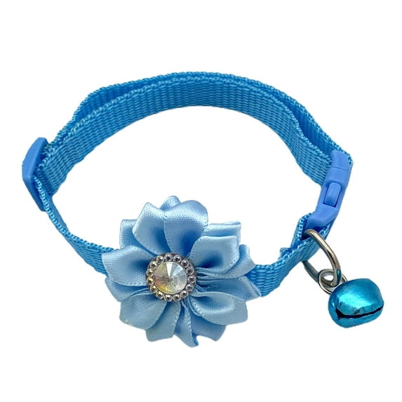 Pet Collar Inlaid Rhinestone Dress Up Beautiful Pet Dogs Cat Breakaway Floral Collar with Bell for Christmas