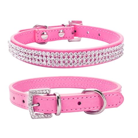 Pet Collar,Pet Crystal Collar Bling Dog Collar Sparkly Crystal Studded Pet Collar For Small Medium Dog(M,Hot Pink)