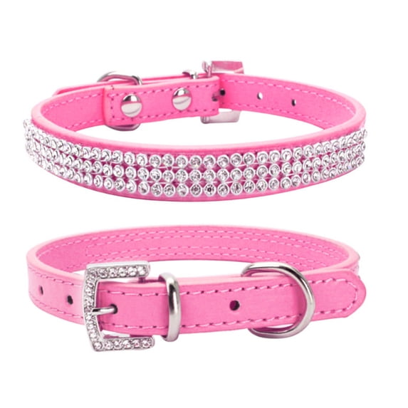 Pet Collar,Pet Crystal Collar Bling Dog Collar Sparkly Crystal Studded Pet Collar For Small Medium Dog(S,Hot Pink)