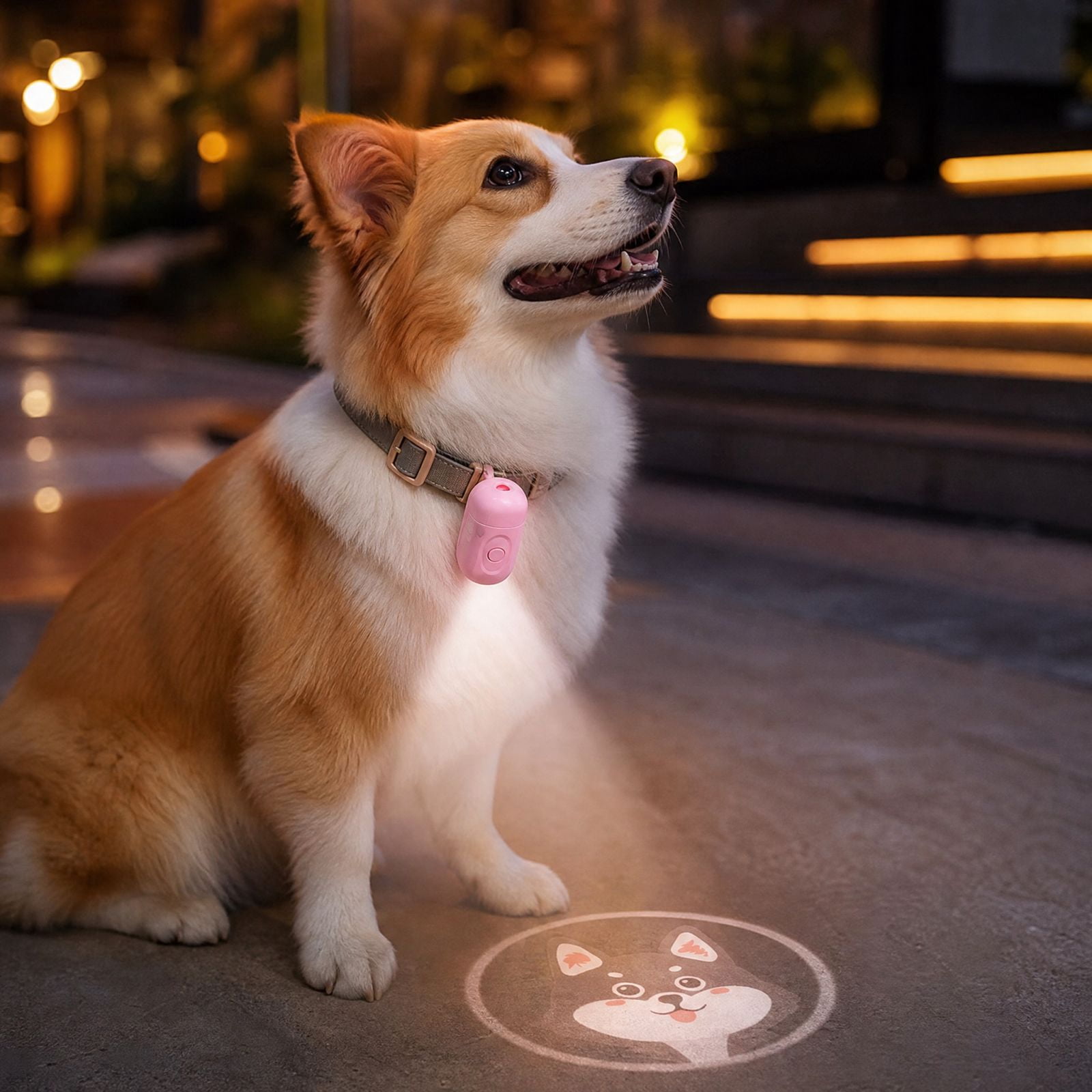 Rojection Formula Pet Collar Projection Night Light Projector with Cute Pattern, Pink ...