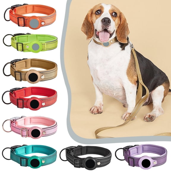 Pet Collar Reflective with Safety Buckle & Padded Anti-Lost Neck Strap for Medium & Large Dogs,Night Safety Outdoor Walking Gear