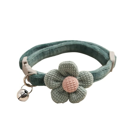 Pet Collar Traction Cute Cartoon Flower Bell Collar Cat Necklace Small Dog Supplies With Bell Cat- Collar Adjustable Cute Kitten- Collar