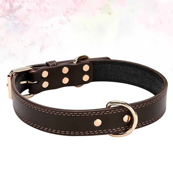 Pet Collar in Coffee with Bell and Rivet Design Adjustable for Comfortable Daily Wear
