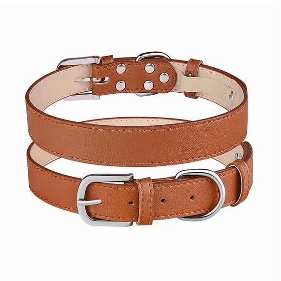 Pet Collar of Adjustable PU Leather, Classic Soft Pet Collar with Metal Buckle, Comfortable Durable Dog Neck Collar for Puppy Small Medium Large Dogs