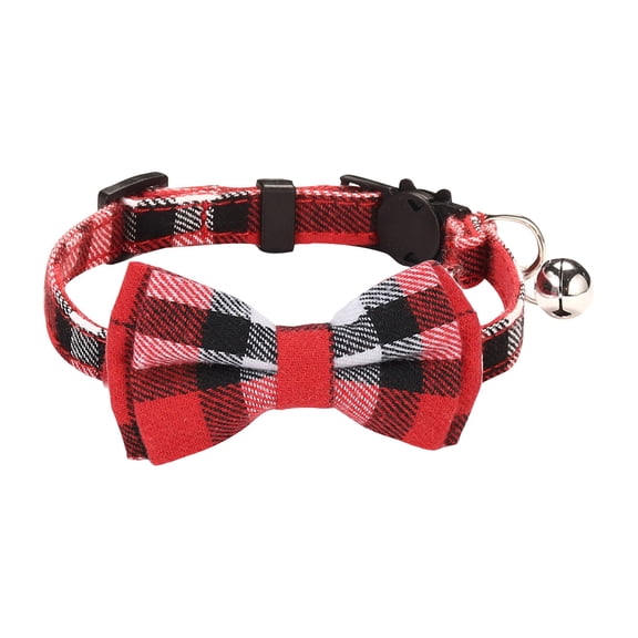 Pet Collar with Bow, Stylish Cute Plaid Decor Supplies, Soft Comfy Removable Bowtie English Strap with Bell for Dogs, Cats And Rabbits