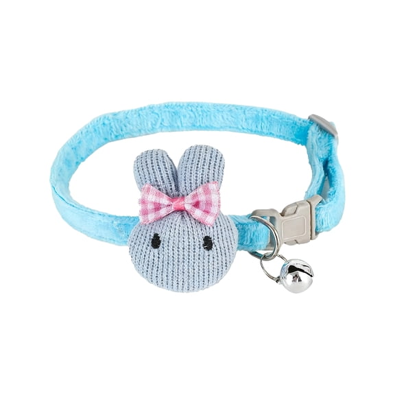 Pet Collar with Flower-Shaped Traction, Cartoon Rabbit Bell Collar, Cat Necklace, Small Dog Leash.,Gifts for Pets and Pet Lovers(Blue,7.1-11.8In)