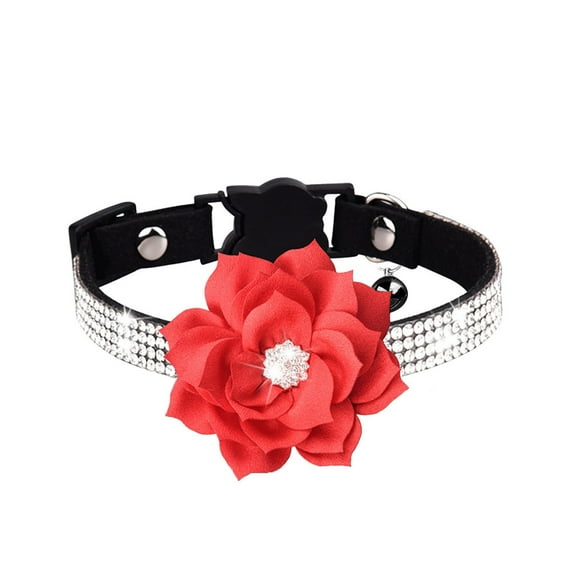 Pet Collars 2 Adjustable Sizes Personalized Rhinestone Cat Collars With Flower Tie Cotton Girls Cat Collar With Metal Buckle Adjustable Puppy Collars For Cat Pet Gift