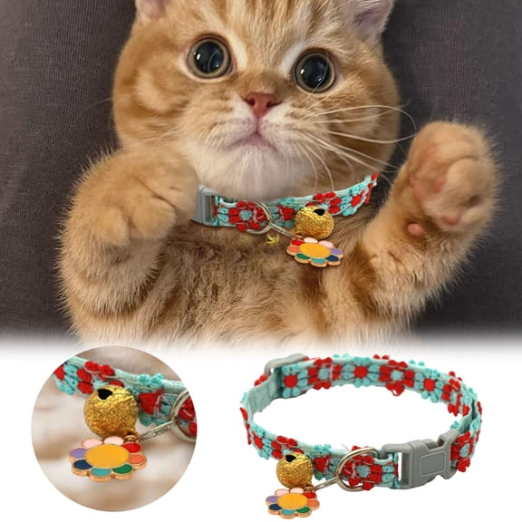 Pet Collars Cat Breakaway Adjustable Pendant Collar for Small Cats with Breakaway and Pendant Accessory Cat Neck Ring Pet Accessories for Indoor Outdoor Use, 35 cm, Color B