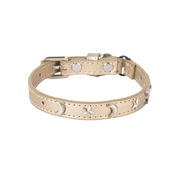 Pet Collars for Cats - Adjustable Buckle Cat Collar with Elastic Band Star Moon Design Suitable for Small to Large Cats Safe Everyday Wear on Indoor and Outdoor Settings, 10.87 in, Gold