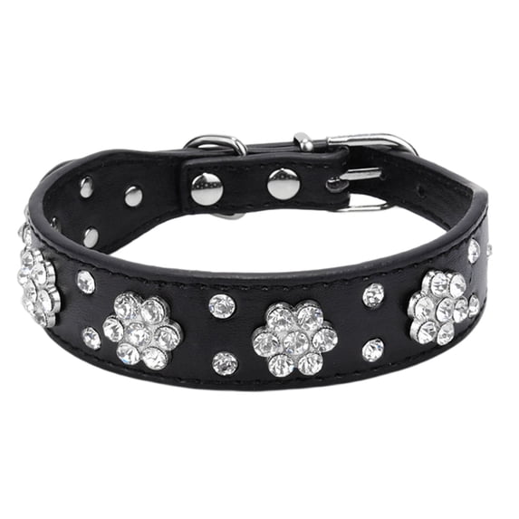 Pet Collars - Cute Flower Rhinestone Studded Dog Collar with Bling Bling Shine for Small and Medium Dogs