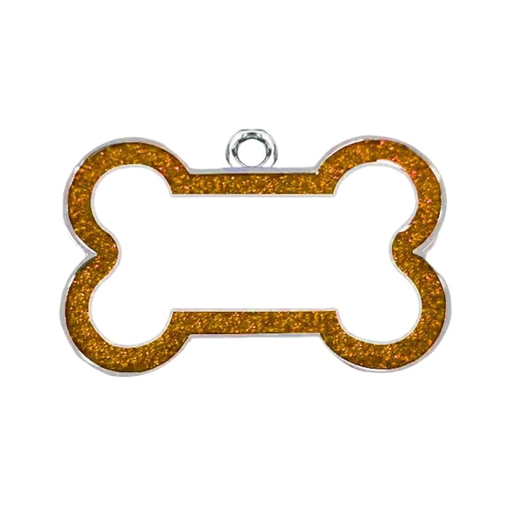 Stainless Steel Pet ID with Glittering Bone and Puppies
