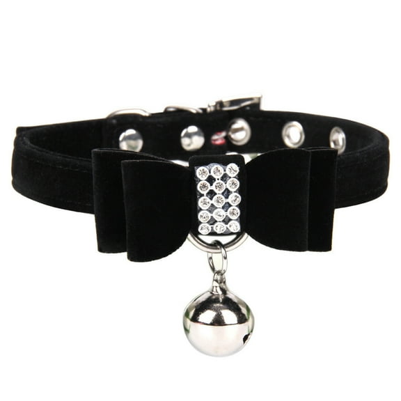 Pet Collars Formal Velvet Bow Rope Accessory for Cats and Dogs Elegant Pet Collar with Classic Comfortable Nylon Blend Attachment Suitable for Daily Wear, 23-27 cm, Black