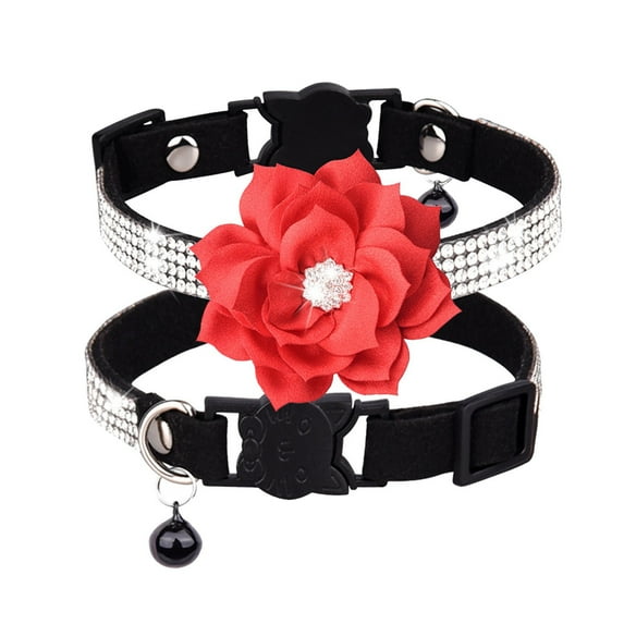 Pet Collars Product Category Cat and Small Dog Rhinestone Flower Tie with Metal Buckle Adjustable Sizes for