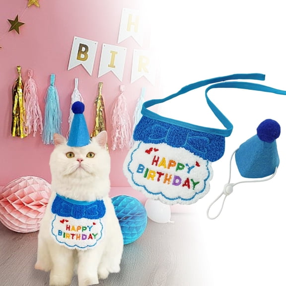 Pet Collars Category Unique Birthday Celebration Accessory Set for Cats and Dogs - Party Hat Bib Scarf and Decorative Neckwear