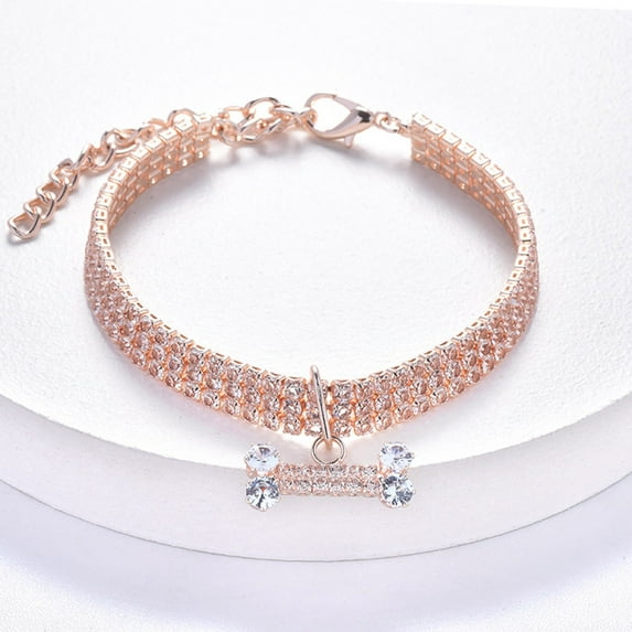 Pet Collars Rhinestone Bone Necklace for Dogs - Adjustable Sizes for Small Medium and Large Dogs for Boys and Girls