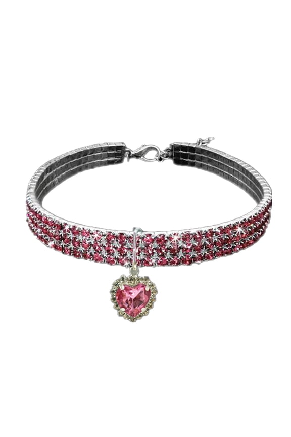 Pet Collars Rhinestone Stretch Necklace for Cats and Dogs with Three of Pendants Elegant Pet Accessories for