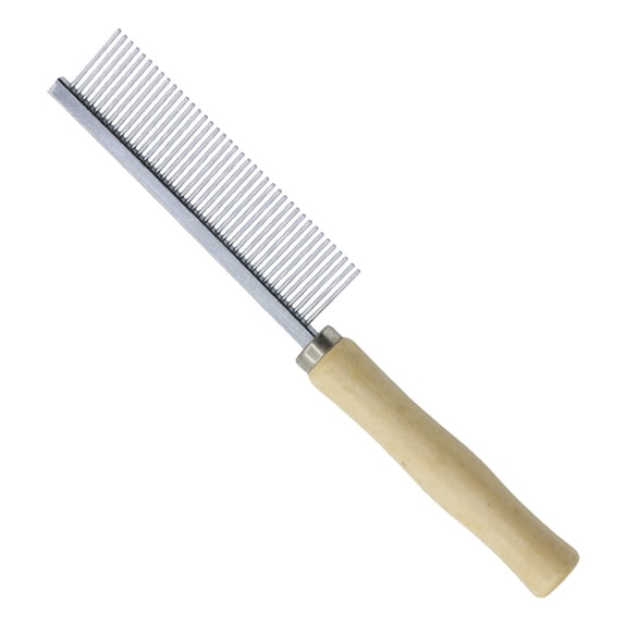 Pet Comb for Cats & Dogs | Wooden Handle Stainless Steel Comb | Double Sided High & Low Tooth Design | Glossy Hair Removal & Massage Tool | Anti-Static Detangling Comb for Pets