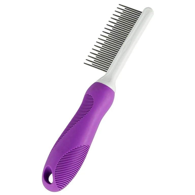 Pet Comb with Long Short Stainless Steel Teeth for Removing Matted Fur Knots Tangles Detangler Tool Accessories for Safe Gentle DIY Dog Cat