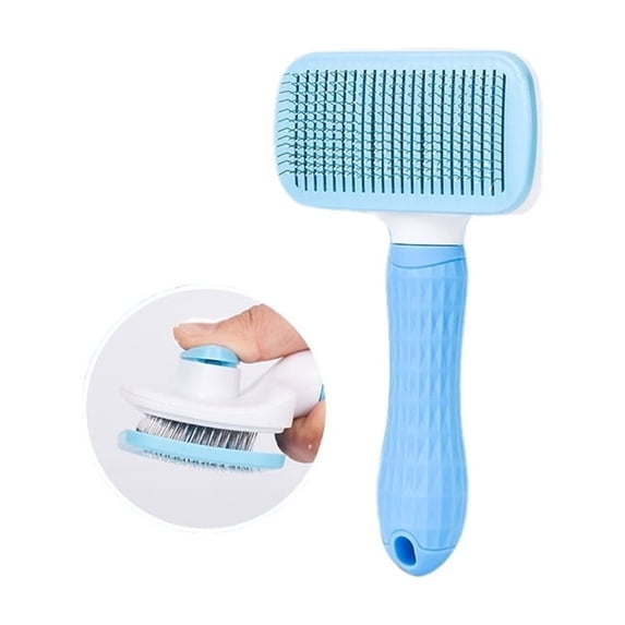 Unbranded QW Self-Cleaning Deshedding Tool for Dogs & Cats, Blue