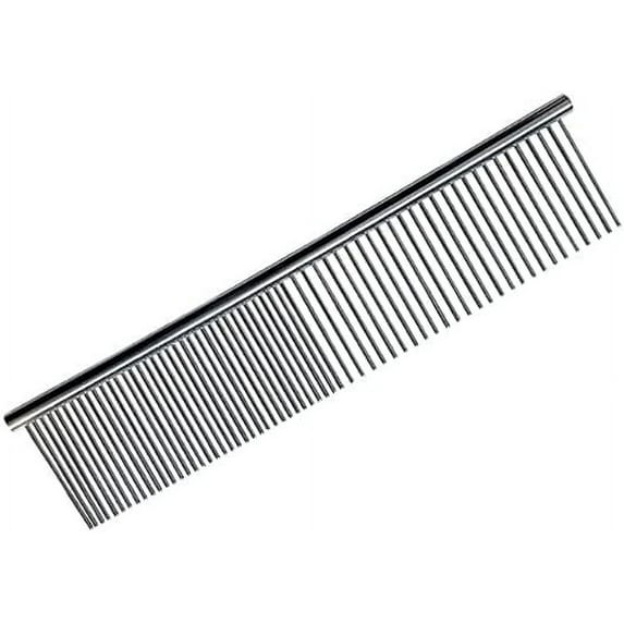 Pet Comb Stainless Steel Grooming Comb with Rounded Ends Steel Combs for Dog Cat Greyhound Comb Stainless Steel Teeth Comb Professional Grooming Tool for Long and Short Haired Dogs