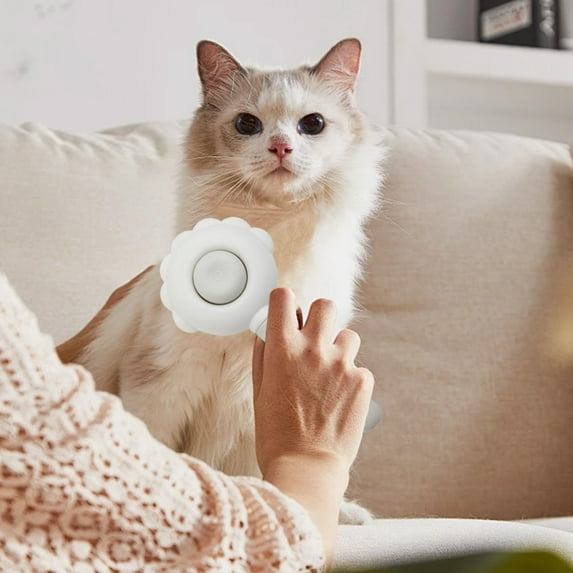 Pet Comb Stainless Steel Needle Massage Cleaning Needle Comb Hair Removal Brush Portable One Click Self Cleaning Comb Grooming Tools, White -No.0378