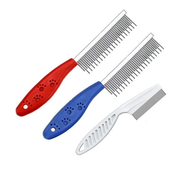 Pet Comb for Dogs & Cats, Small Dog & Cat Grooming Comb 3 Combs, Stainless Steel Teeth Shedding Comb
