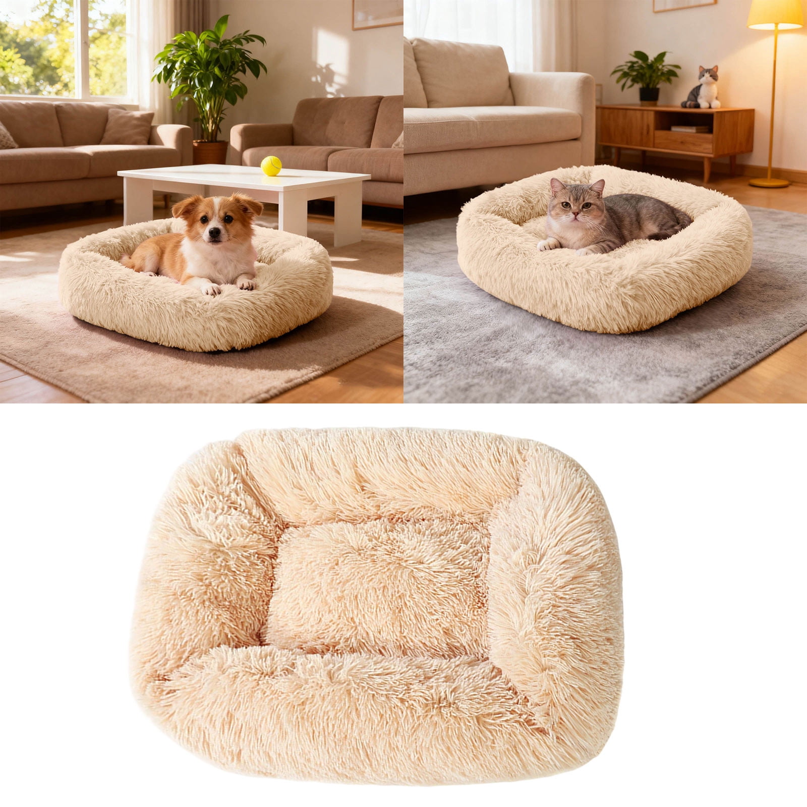 Pet Comfort Haven Cat and Dog Bed Calming Cushion with Self-Warming Indoor Outdoor Sleeping Solution for