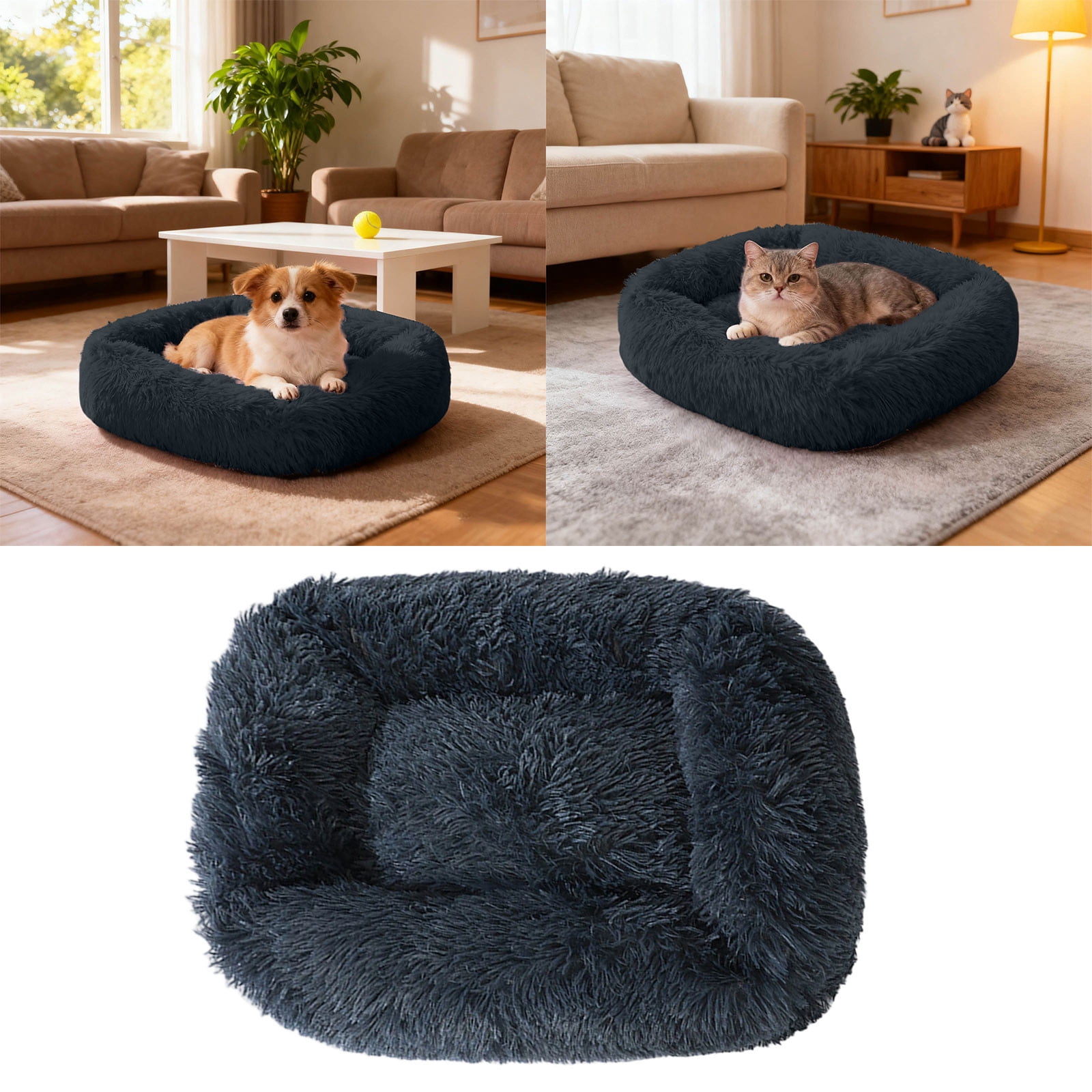 Pet Comfort Haven Cat and Dog Bed Calming Cushion with Self-Warming Indoor Outdoor Sleeping Solution for
