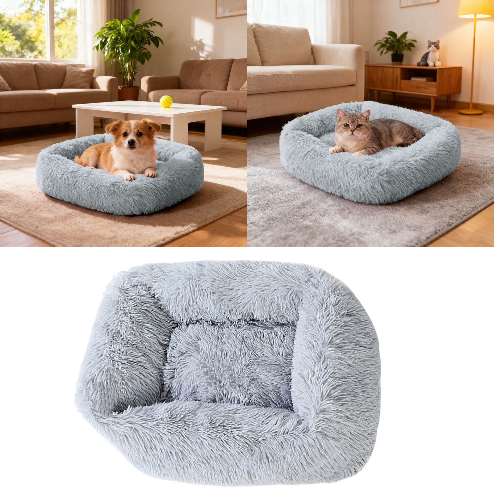 Pet Beds for Cats and Dogs Calming Cushion Self-Warming Cozy Indoor Outdoor Mat with Fabric and Machine Washable Design