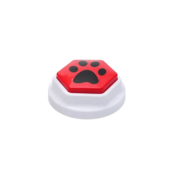 Pet Communication Button, Red Paw Print Recordable Interactive Training Buzzers, 1 Pack for Dogs and Cats, for Pet Vocal Training Interactive Game Behavior Communication