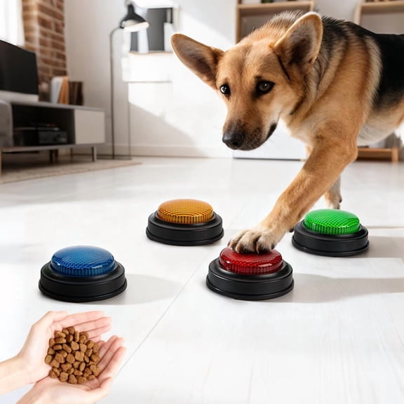 Pet Communication Buttons (4-Pack) | Recordable Speech Buttons for Dogs & Cats | Easy-to-Use Pet Training & Interaction Tools