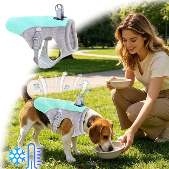 Pet Cooling Evaporative Vest, Water Activated Breathable Summer Sun Protection Jacket Adjustable for Small to Large Dogs,Light Blue,XXXL