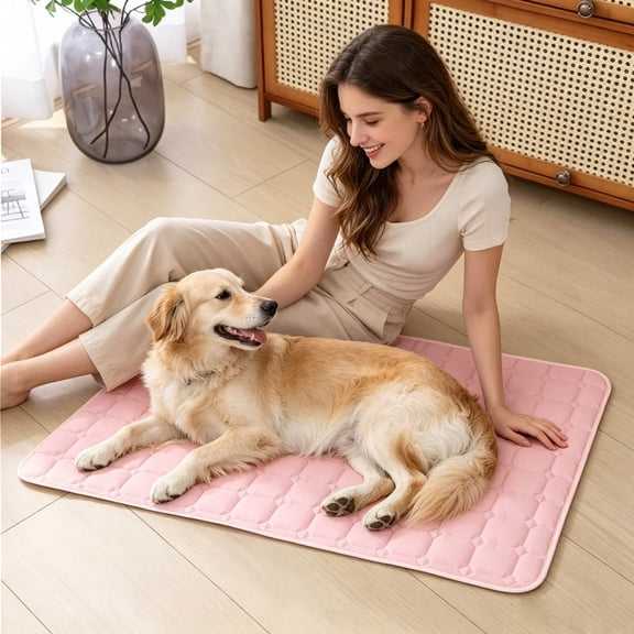 Pet Cooling Ice Mat Breathable Mesh Self-Cooling Cat Dog Cushion Reusable Gel Cool Pad Foldable Portable Summer Heat Relief Sleeping Mat for Small Medium Large Dogs Cats Indoor Outdoor Use