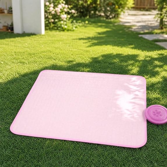 Pet Cooling Ice Mat, Gel Infused Summer Sleep Pad for Dogs & Cats, Non-Toxic Latex Sofa Protector, Self-Cooling Pad for Senior Pets & Warm Climates, Pink
