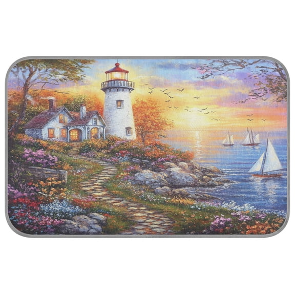 Pet Cooling Mat Breathable Ice Silk Dog Cooling Pad Foldable Summer Sleeping Mat Beautiful Lighthouse for Dogs & Cats,27.6×22in