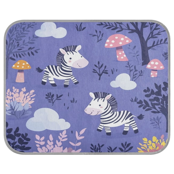 Pet Cooling Mat Breathable Ice Silk Dog Cooling Pad Foldable Summer Sleeping Mat Cute Cartoon Zebra Pattern with Purple Background for Dogs & Cats,38.6×23.6in