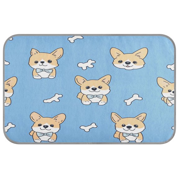 Pet Cooling Mat Breathable Ice Silk Dog Cooling Pad Foldable Summer Sleeping Mat Gentleman Corgi for Dogs & Cats,27.6×22in
