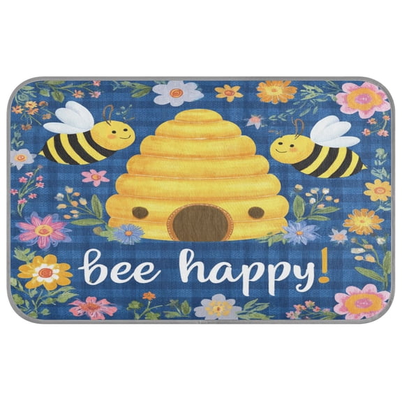 Pet Cooling Mat Breathable Ice Silk Dog Cooling Pad Foldable Summer Sleeping Mat Happy Bees for Dogs & Cats,27.6×22in