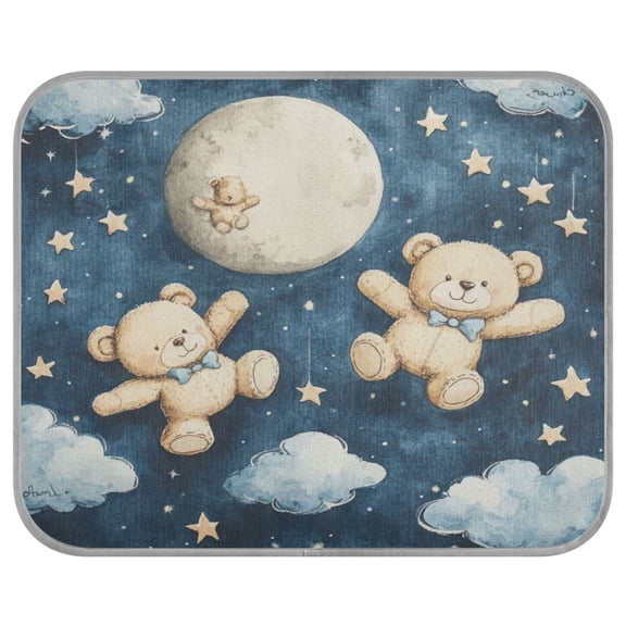 Pet Cooling Mat Breathable Ice Silk Dog Cooling Pad Foldable Summer Sleeping Mat Teddy Bear Night Sky Pattern for Dogs & Cats,38.6×23.6in