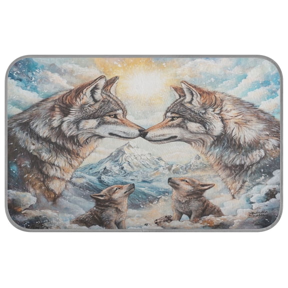 Pet Cooling Mat Breathable Ice Silk Dog Cooling Pad Foldable Summer Sleeping Mat Two Wolf Kings for Dogs & Cats,27.6×22in