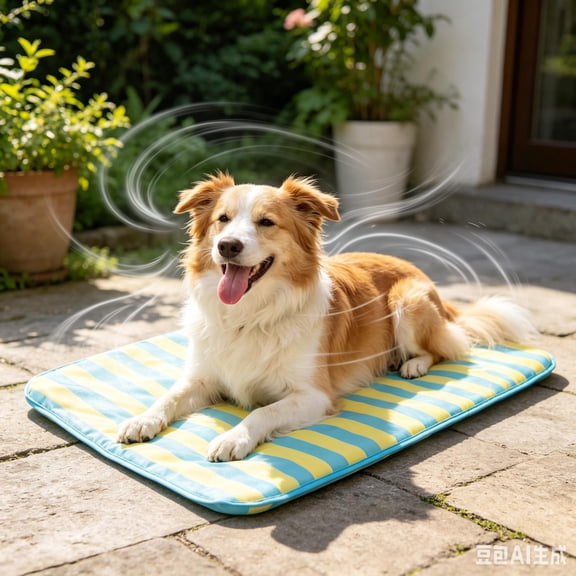 Pet Cooling Mat, Breathable Striped Cool Pad for Dogs & Cats, Summer Heat Relief Cooling Bed Mat
