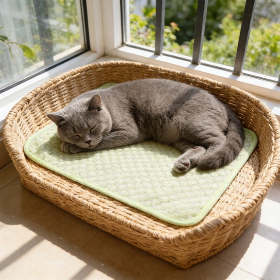 Pet Cooling Mat, Dog Cooling Pad, Washable Ice Bed For Small Medium Large Pets, Non-Slip Breathable Portable Sofa Floor Crate Bed For Summer Hot Weather Relief, Pink Gray Blue Green