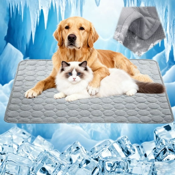 Pet Cooling Mat for Dogs Cats Cooling Mat Large Cooling Pad Summer Pet Bed Breathable Pet Self Cooling Blanket Dog Crate Sleep Mat for Indoor or Outdoor, Grey, L