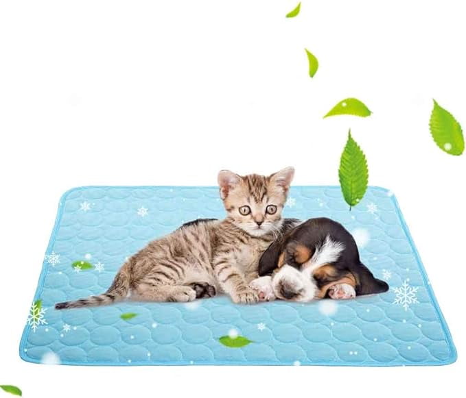 2025 Upgraded Cooling Mat For Dogs & Cats - Self-Cooling Pet Bed Pad For Summer, Portable, Non-Toxic, Machine Washable (Gray, Medium)