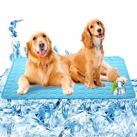 Pet Cooling Mat for Dogs and Cats, L Size 39.4" x 27.6", Soft Quilted Cooling Pad for Large Dogs and Multiple Pets, Summer Pet Mat for Crate, Sofa, Bed, Car Seat, Kennel and Travel, Blue