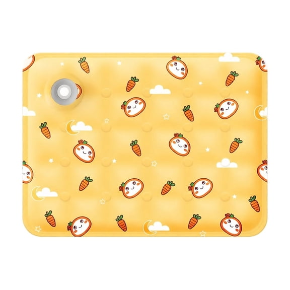 Pet Cooling Mat Gel Summer Non-Toxic Cute Cartoon Carrot Print 11.8 Inch x 15.7 Inch Waterproof S Size Sleeping Pad for Dogs Cats Rabbits Kennel Bed Crate Seat Outdoor Indoor Use No Water Required